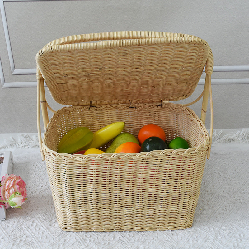 Handcrafted Woven Picnic Basket with Side Drink Holders Kalsten
