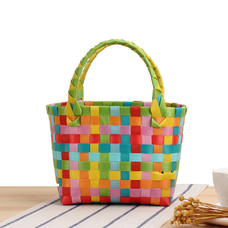 Handcrafted Tote Bag in Modern Check Pattern Kalsten