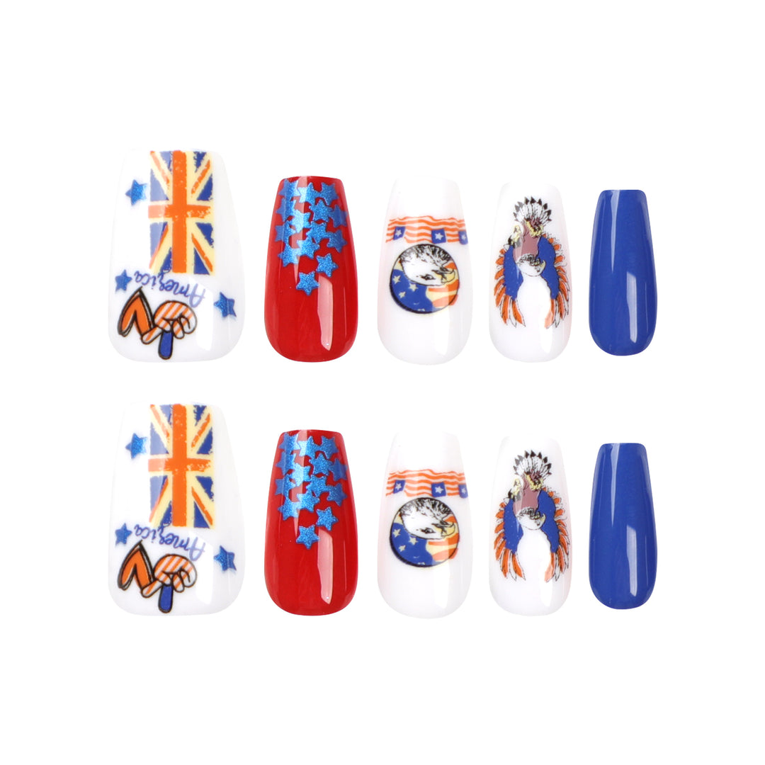 Artistic Nail Extensions with Patriotic Designs Kalsten