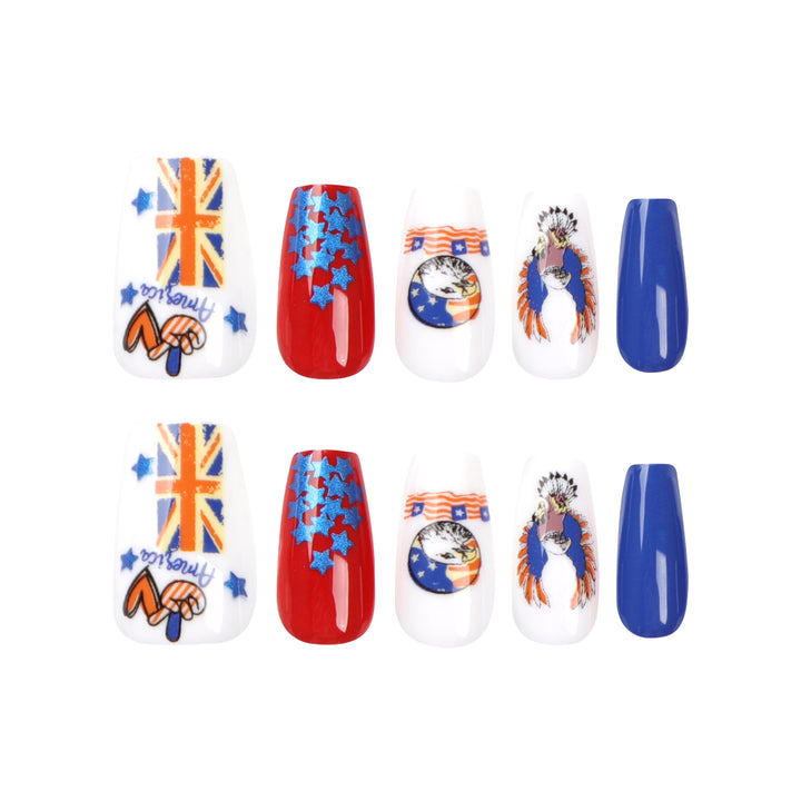 Artistic Nail Extensions with Patriotic Designs Kalsten