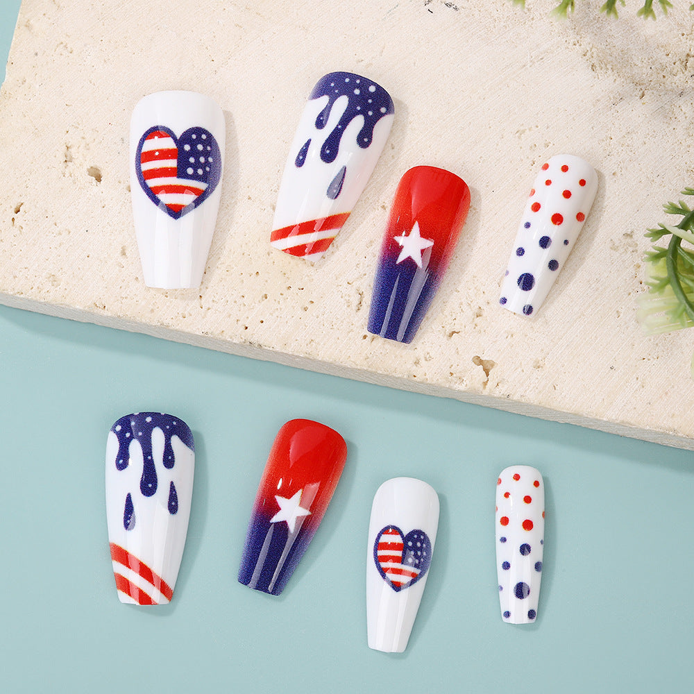 Artificial nails in patriotic heart design Kalsten