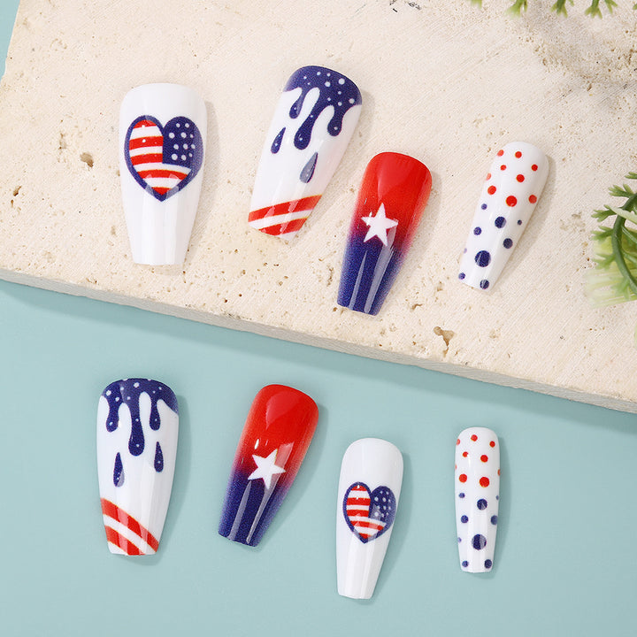 Artificial nails in patriotic heart design Kalsten