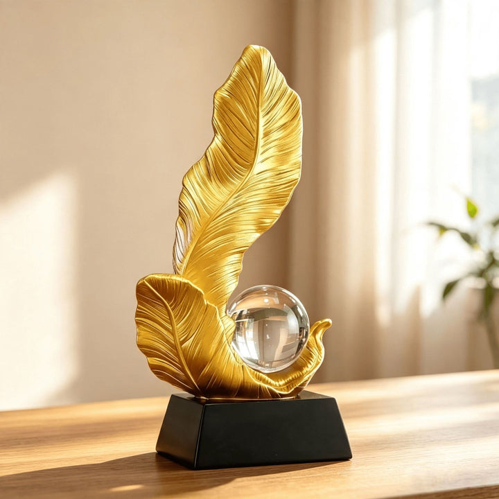 Decorative Golden Leaf Sculpture for Home Decor