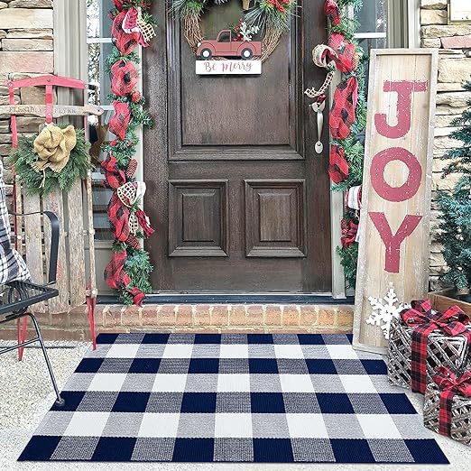 Plaid Outdoor Welcome Mat