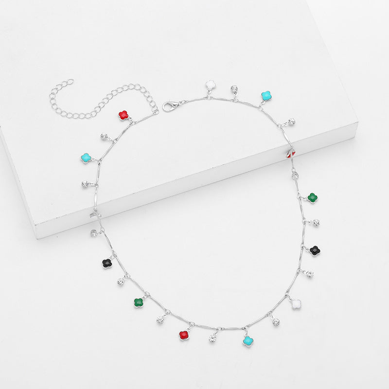 Floral Charm Silver Necklace Kalsten