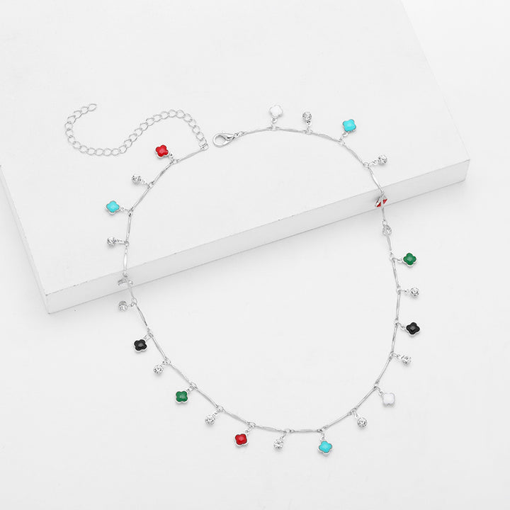 Floral Charm Silver Necklace Kalsten