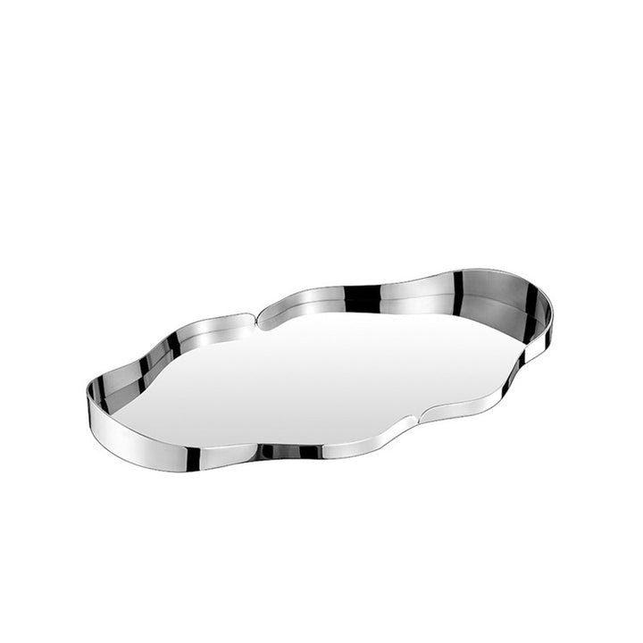 Sculptural Mirrored Decorative Serving Tray