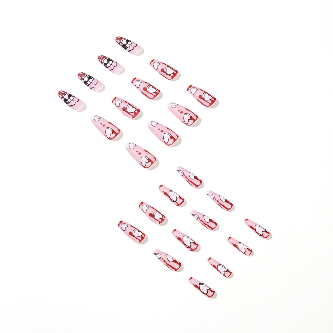 Artificial nail art with heart-shaped design and matte finish Kalsten