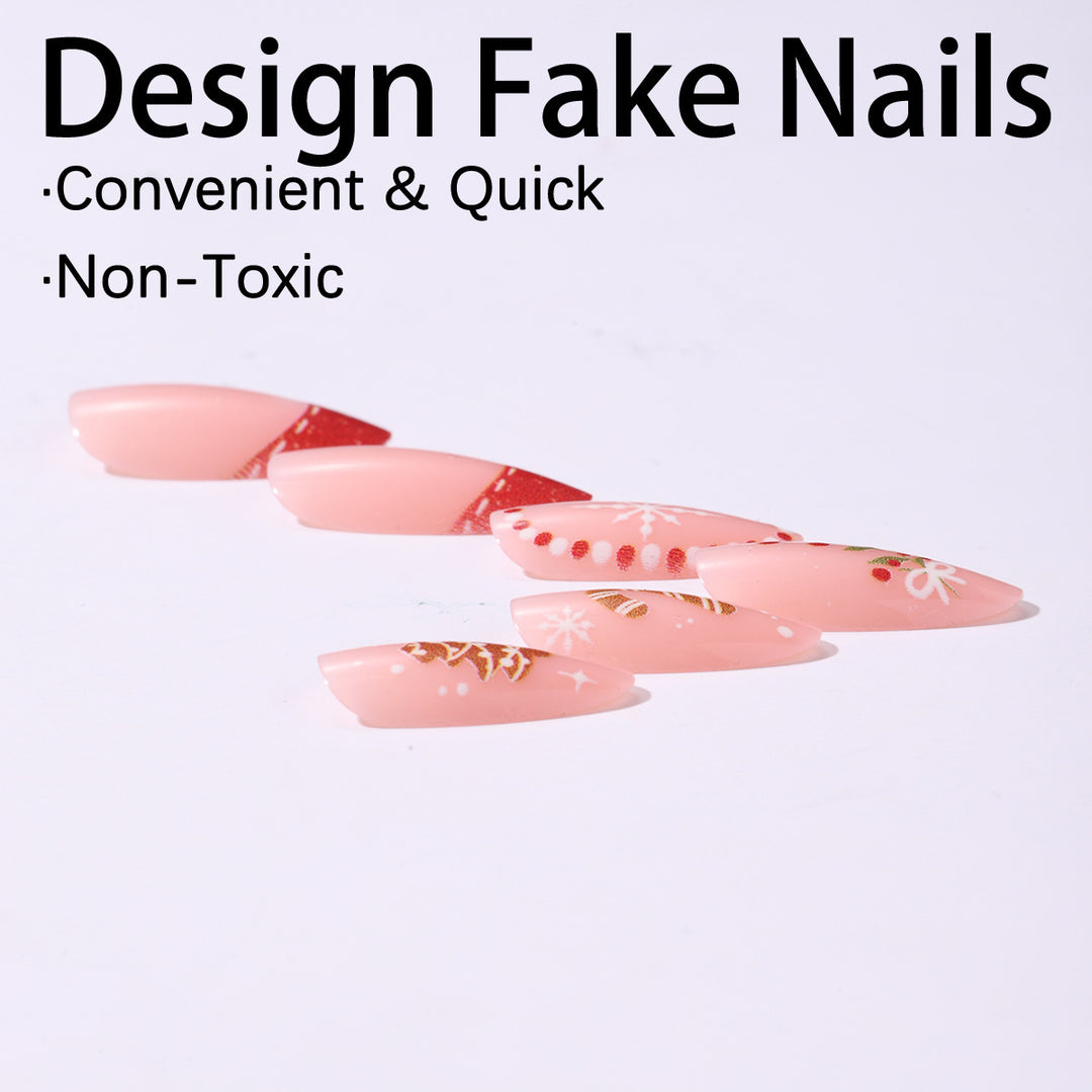 Artificial nail set with festive motifs and glitter accents Kalsten