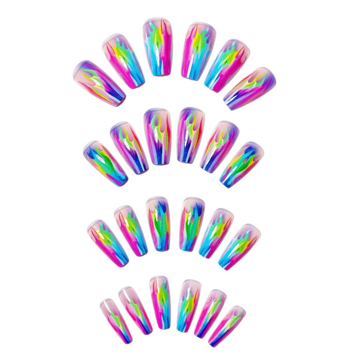 Creative Acrylic Nails with Shimmering Flame Design Kalsten