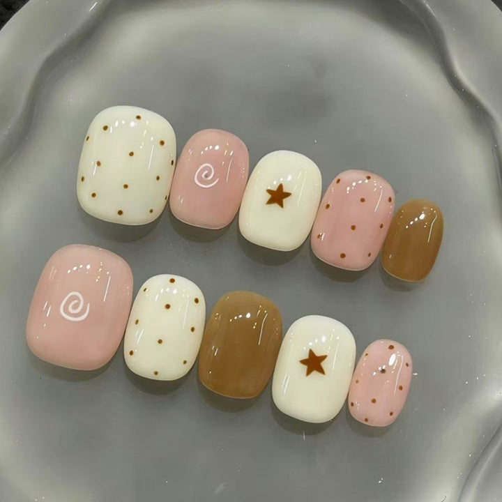 Artistic Cat-Themed Press-On Nail Art Set Kalsten