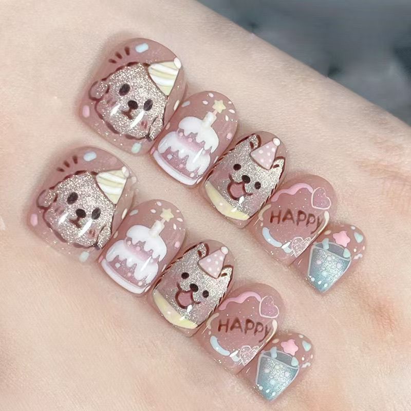 Decorative Character-Themed Press-On Nails with 3D Elements Kalsten