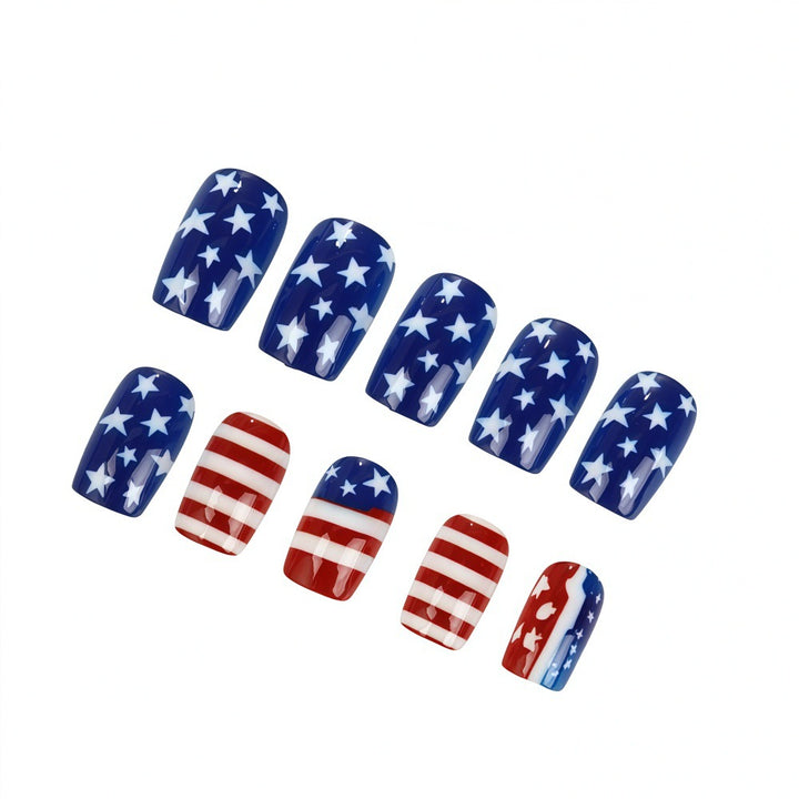 Creative artistic nails in patriotic design Kalsten
