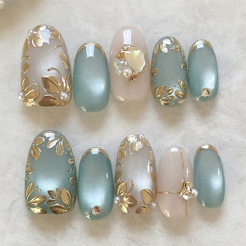 Decorative Press-On Nail Collection with Floral Accents kalsten