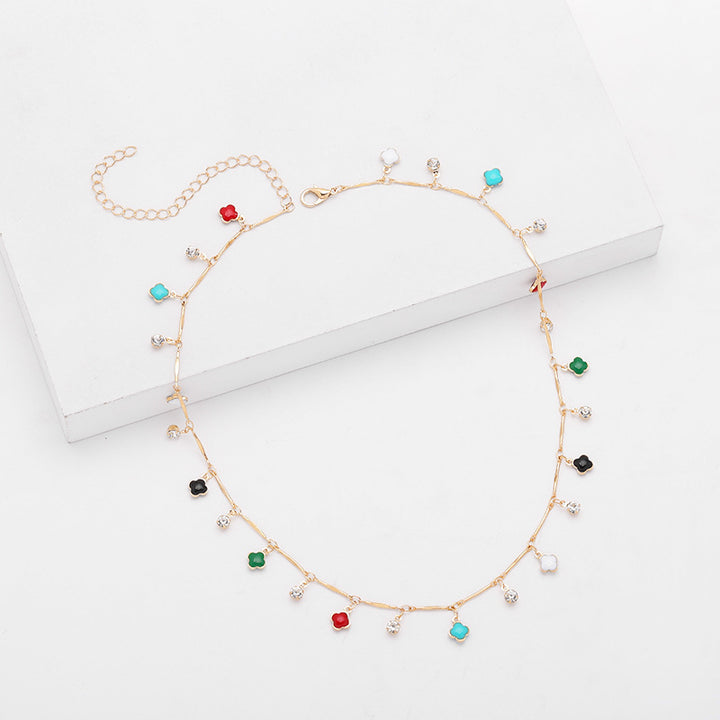 Floral Charm Silver Necklace Kalsten