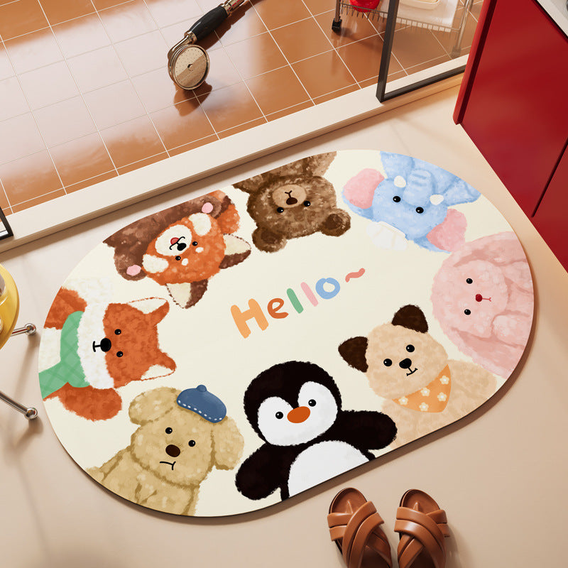 Playful Cartoon Animal Area Mat Kalsten