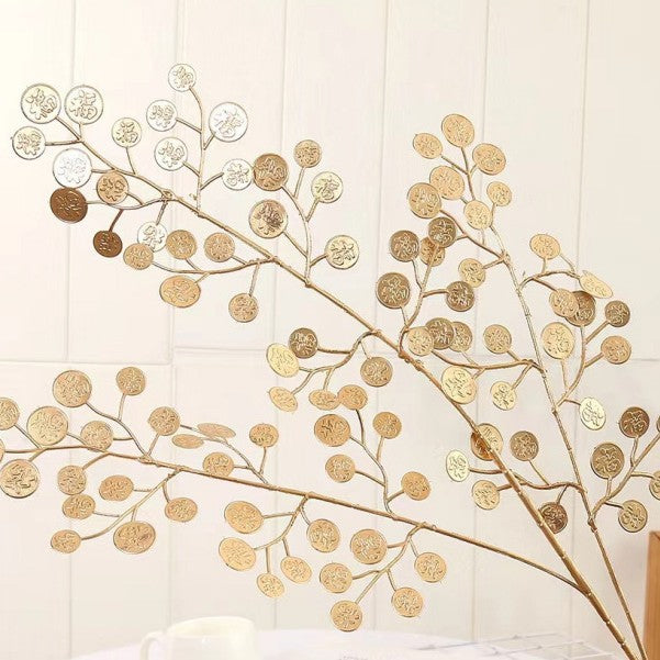 Decorative Golden Coin Branch Arrangement