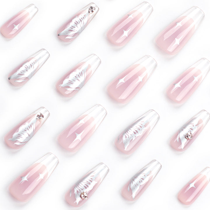 Elegant artificial nails with floral designs and glitter accents Kalsten