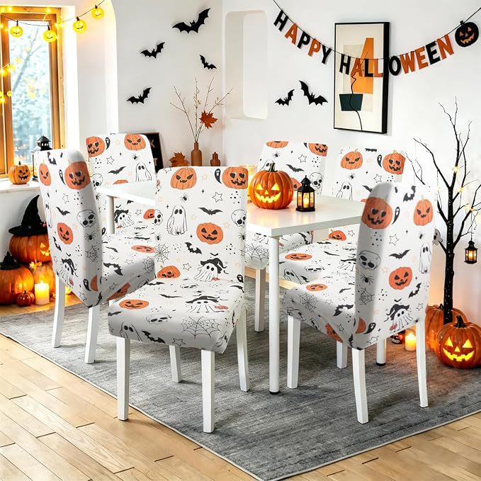 Stretch chair cover with Halloween motif elastic removable chair cover