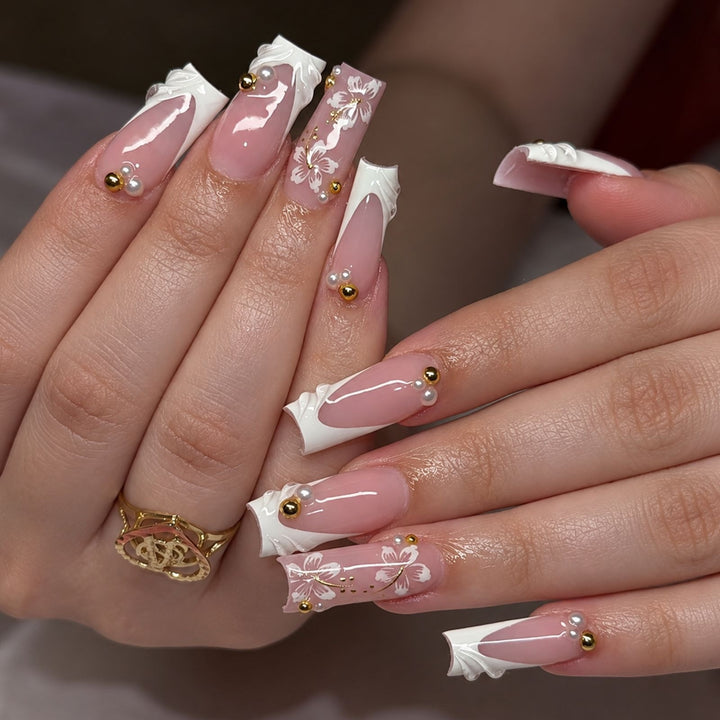 Artificial nail set with artistic flower designs Kalsten