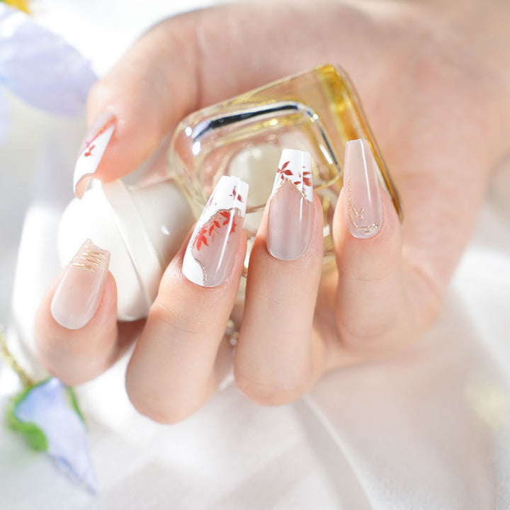 Elegant Floral Press-On Nail Design Kalsten