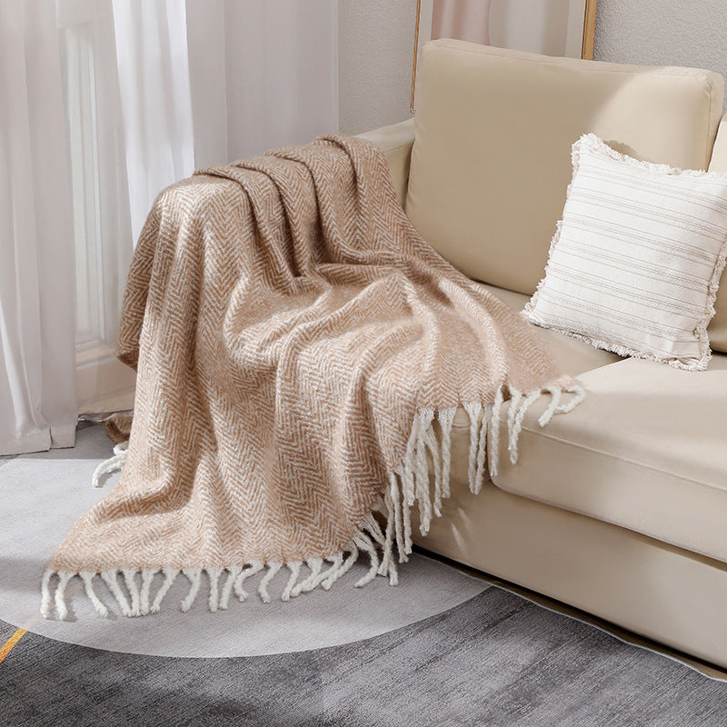 Stylish Herringbone Throw Blanket
