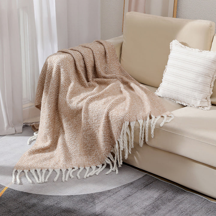Stylish Herringbone Throw Blanket
