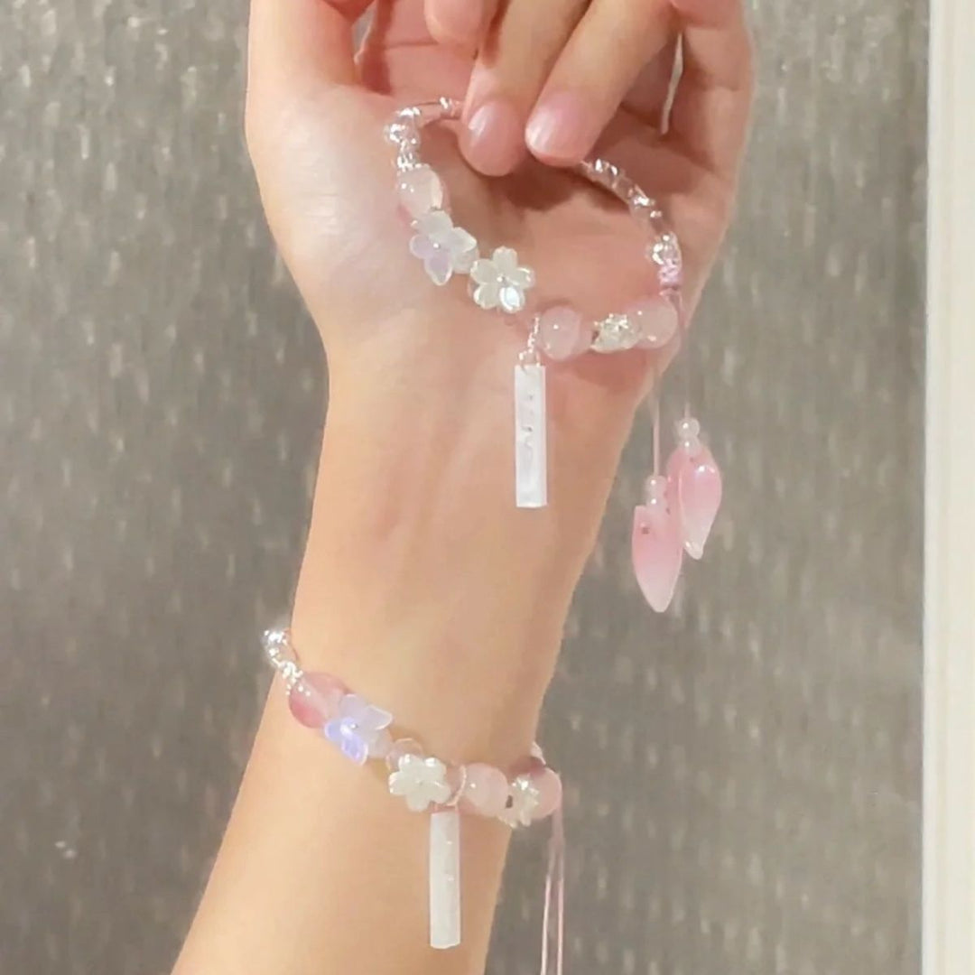 Floral Beaded Charm Bangle Bracelet Kalsten