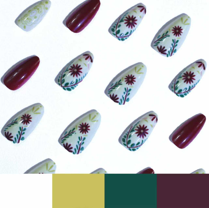 Artistic Floral Design Acrylic Nail Enhancements Kalsten