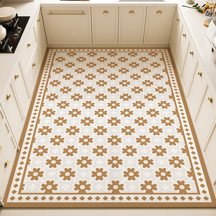 Floral Pattern Kitchen Rug