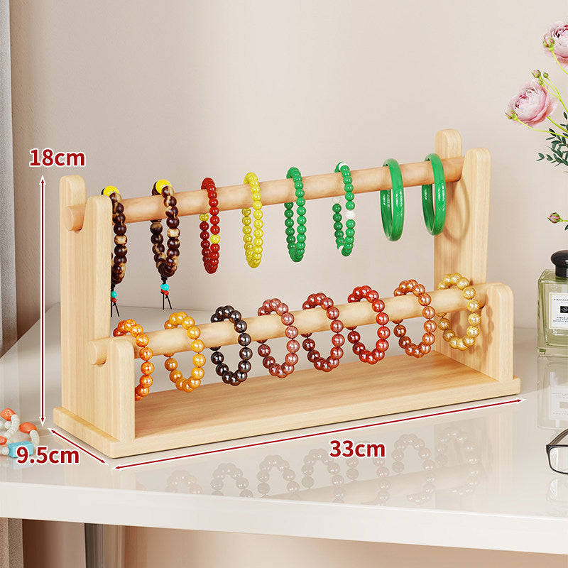 Two-Tier Wooden Bracelet and Bangle Display Stand Organizer