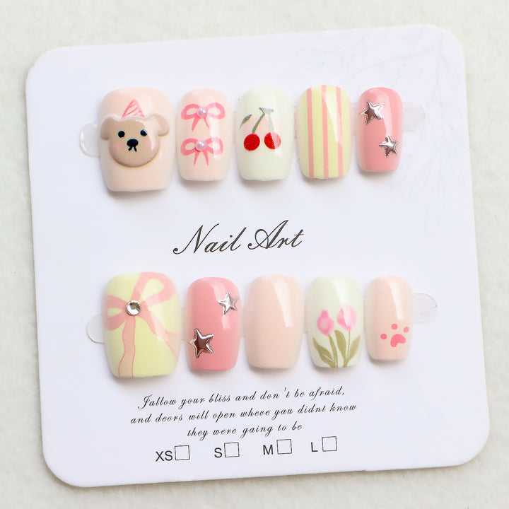 Cute Themed Press-On Nail Art Set Kalsten