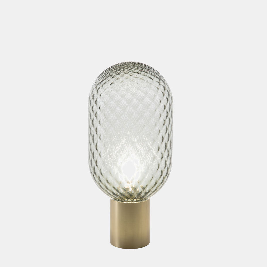 Glass Mushroom Table Lamp with Decorative Base
