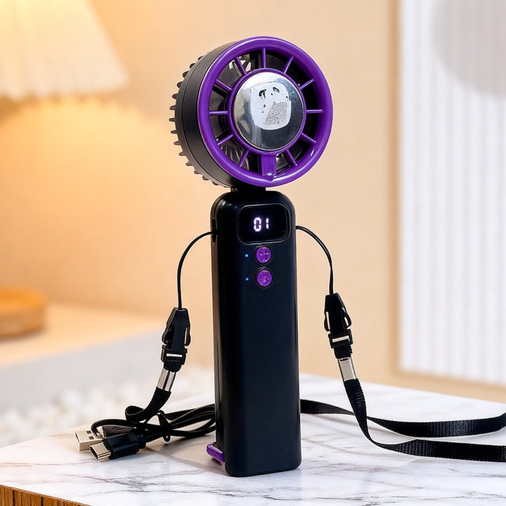 Women Multifunctional Hand Fan with LED Display and USB Charging Function Kalsten