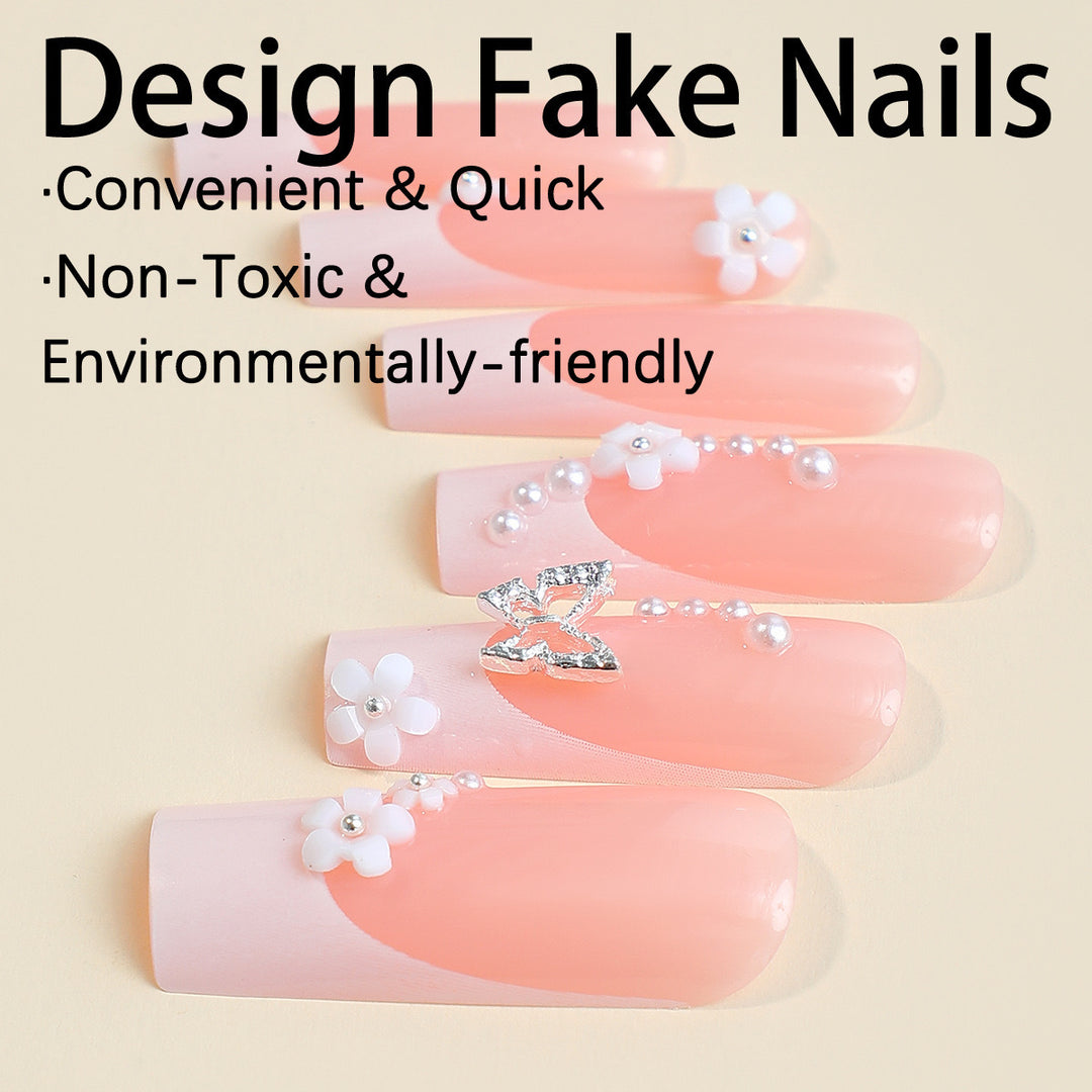 Nail art set with charming flower and butterfly accents Kalsten