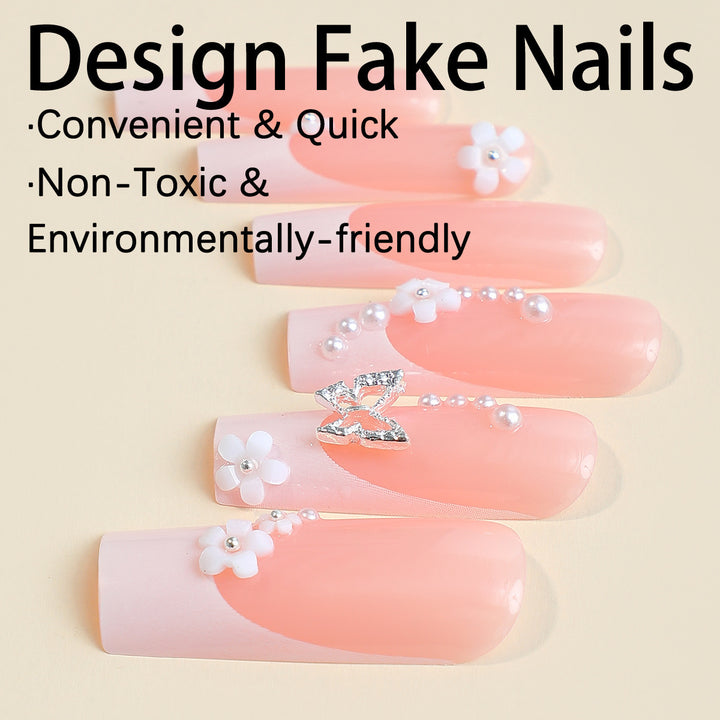 Nail art set with charming flower and butterfly accents Kalsten