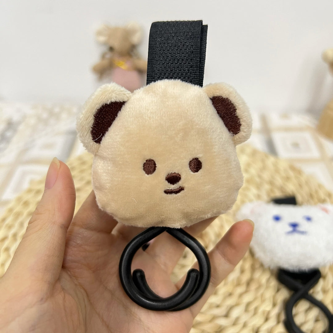 Plush Bear Stroller Hook and Clip Keychain Accessory