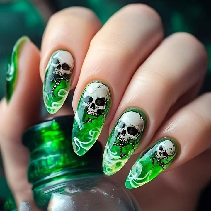 Artistic Skull Themed Nail Art Set