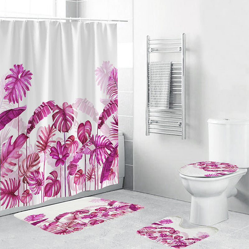 Tropical Leaf Print Bathroom Set Kalsten