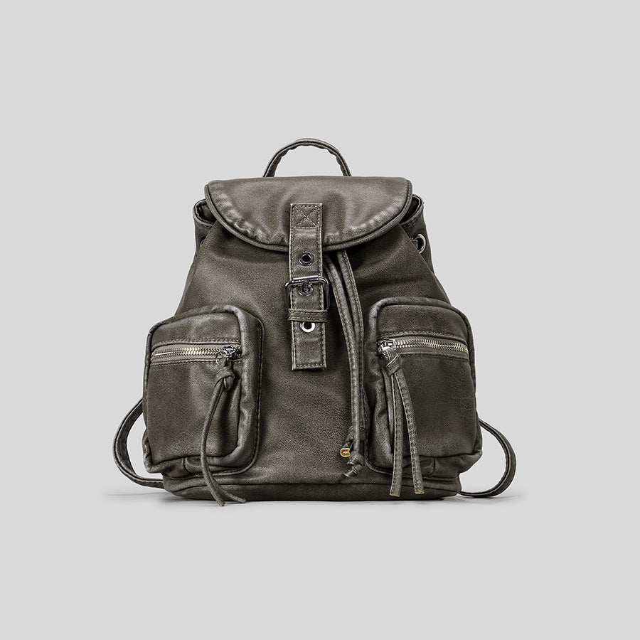 Multi-Pocket Leather Backpack