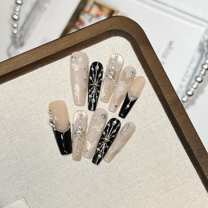 Elegant Butterfly-Inspired Press-On Nail Art Set Kalsten