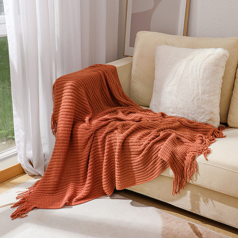 Luxurious Textured Fringe Throw Blanket