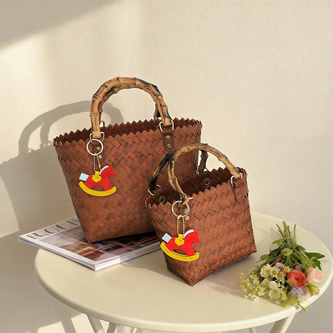 Handcrafted basket bag with bamboo handles Kalsten