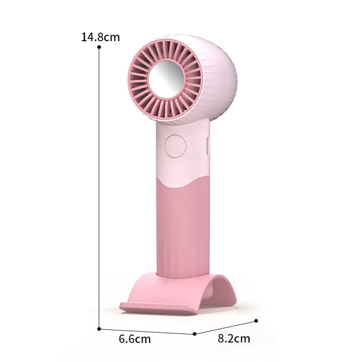 Women's Portable Hand Fan with Integrated Mirror and Stand Kalsten