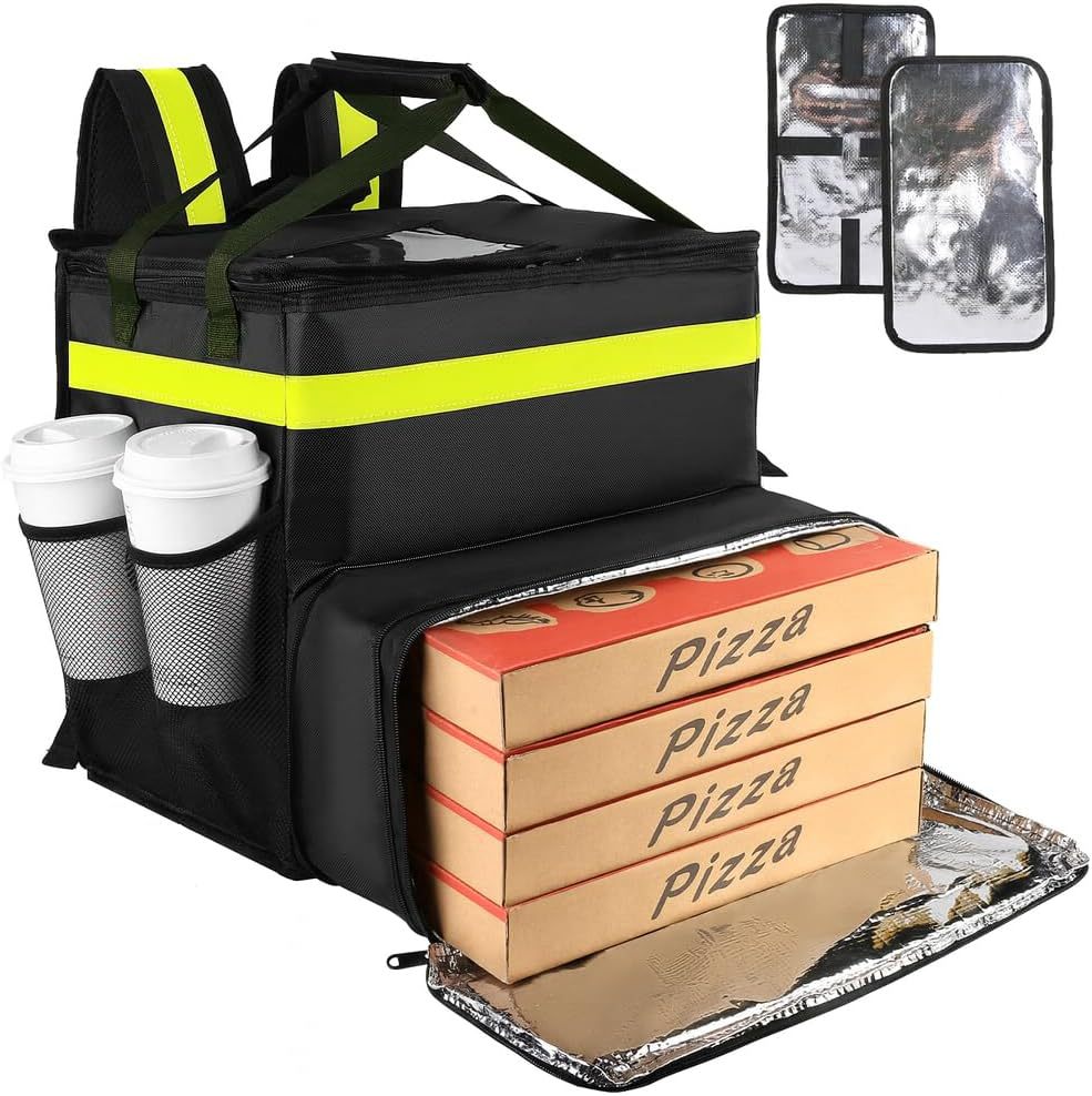 Women's Insulated Pizza Delivery Bag with Drink Holders and Reflective Elements Kalsten