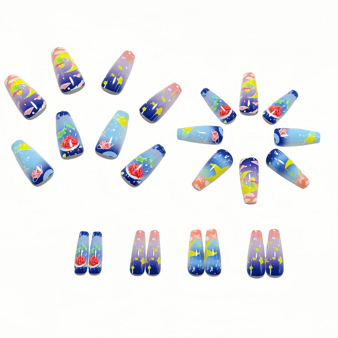 Glamorous artificial nails with colorful 3D designs Kalsten