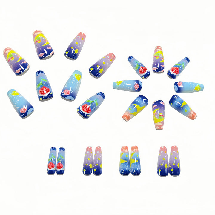 Glamorous artificial nails with colorful 3D designs Kalsten