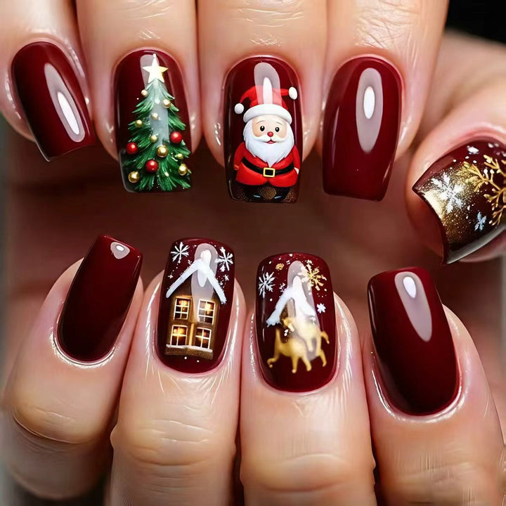 Artificial nails with festive Christmas motif Kalsten