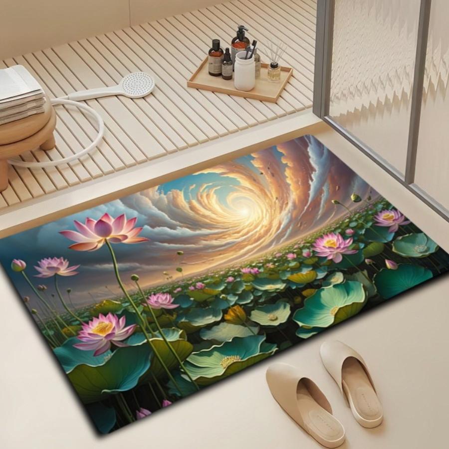 Floral Design Bath Mat Kalsten