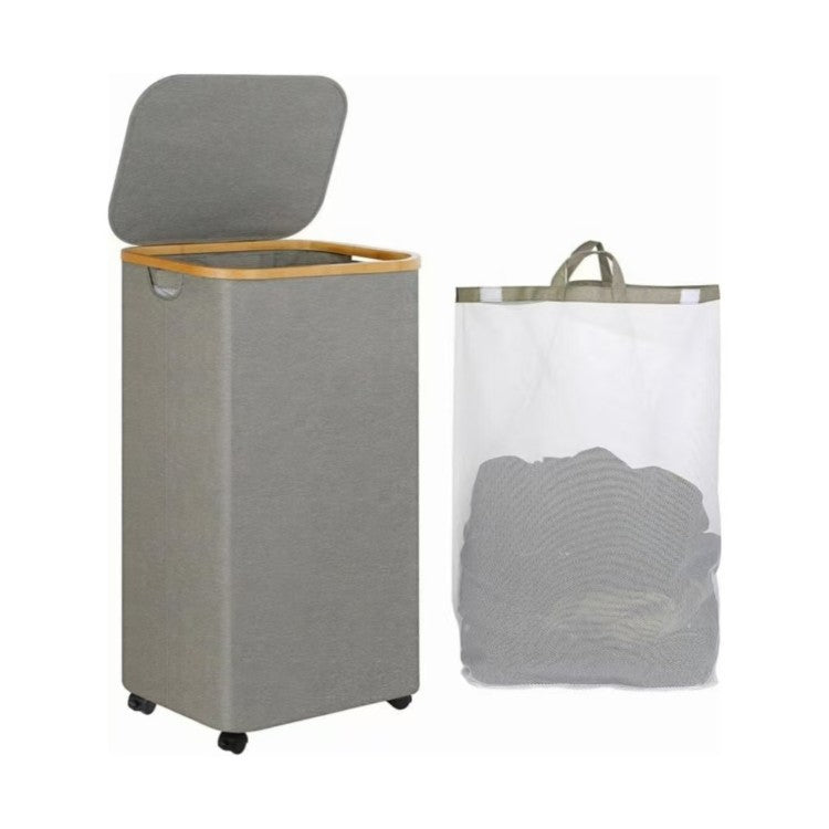 Elegant laundry container with practical lid and carrying system Kalsten